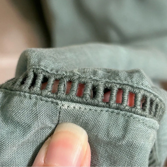 Anthropologie Cloth & Stone Juliana Jumper Sage Green Cropped Jumpsuit Womens Lg - Picture 16 of 16